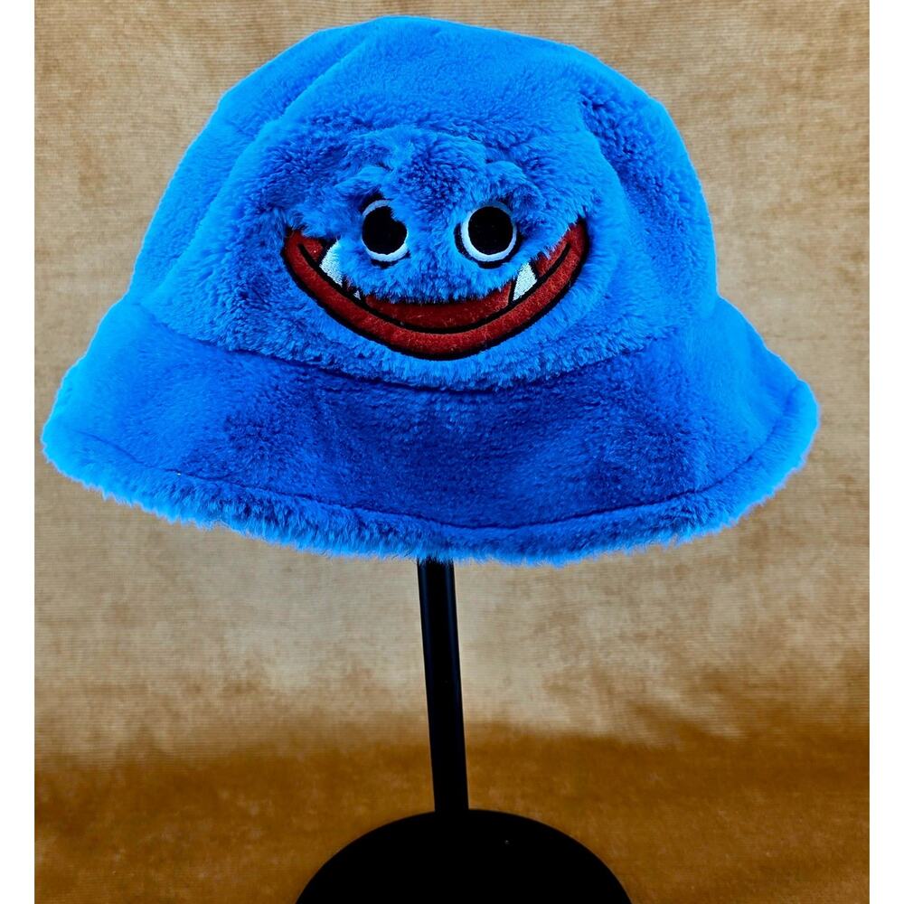 Poppy Playtime Huggy Wuggy Blue Fuzzy Bucket Hat Plush Gamer Costume Soft